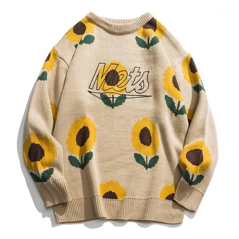 Men's Sweaters 2021 Top Fashion Arrival Winter Sunflower Flower Sale Men Sweater O-neck Pullovers Appliques Brand Clothing