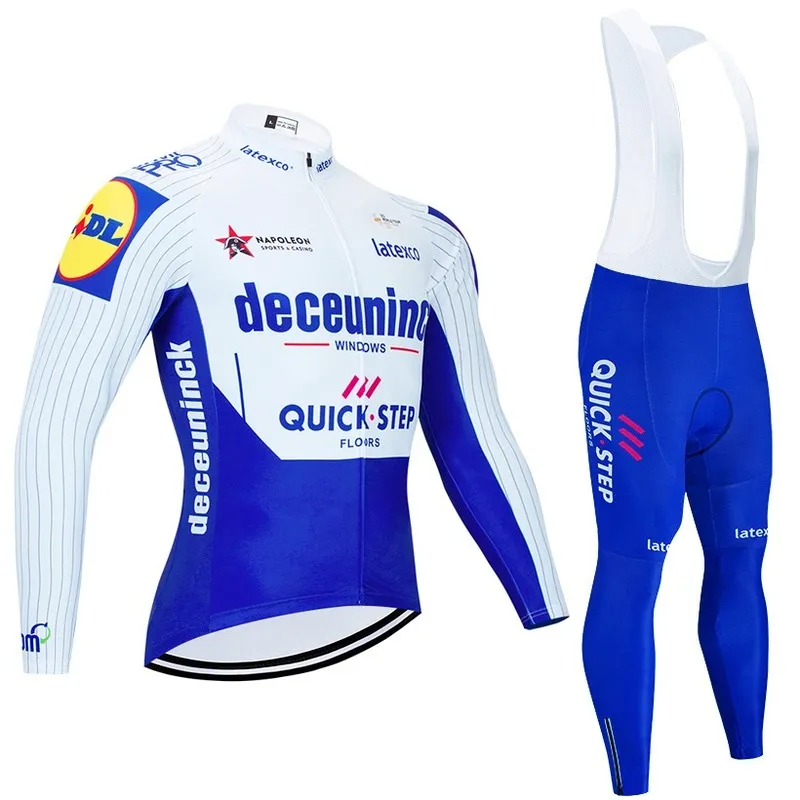 Neues Quickstep -Team Radsport Jersey Hosen Sportbekleidung Männer Ropa Ciclismo Langarm Bicycling MAILLOT CULOTTE