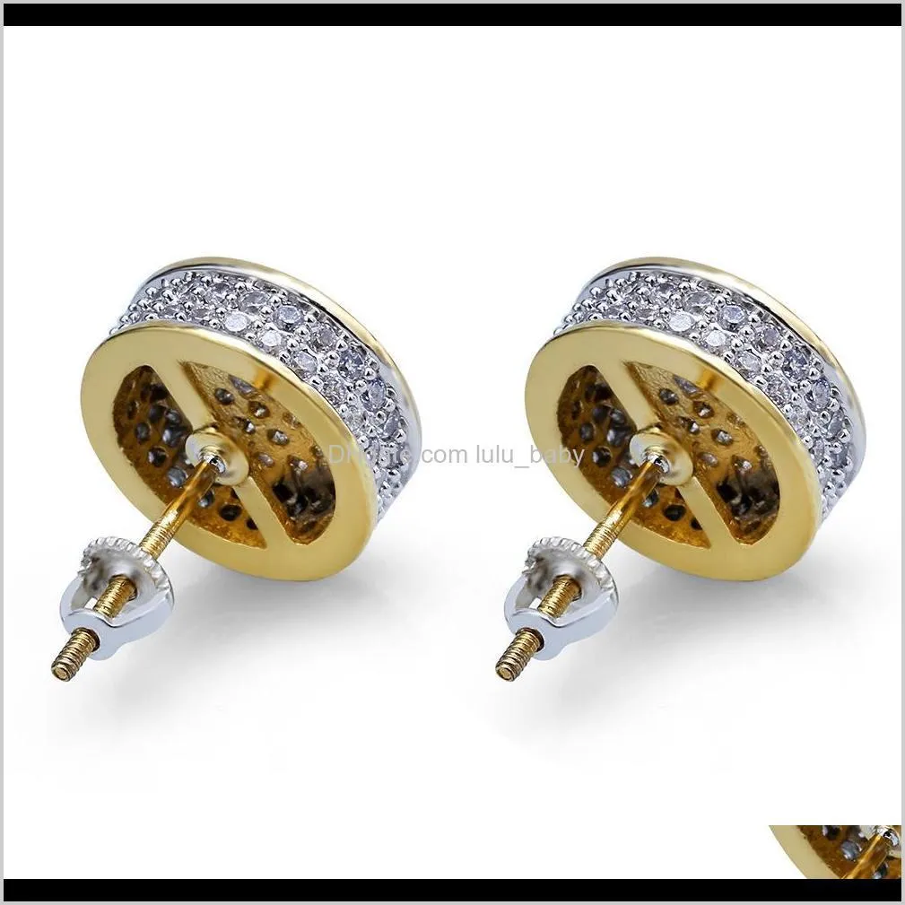 new fashion iced silver mens earrings out gold cz bling for  g diamond earrings punk round wedding mens xbcht