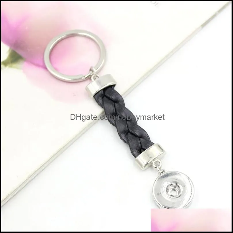 New Arrival DIY Interchangeable Jewelry Snap Key Chain Bag Charm 18mm DIY Snaps Braid Leather Key Ring Bag Charm for Handbags