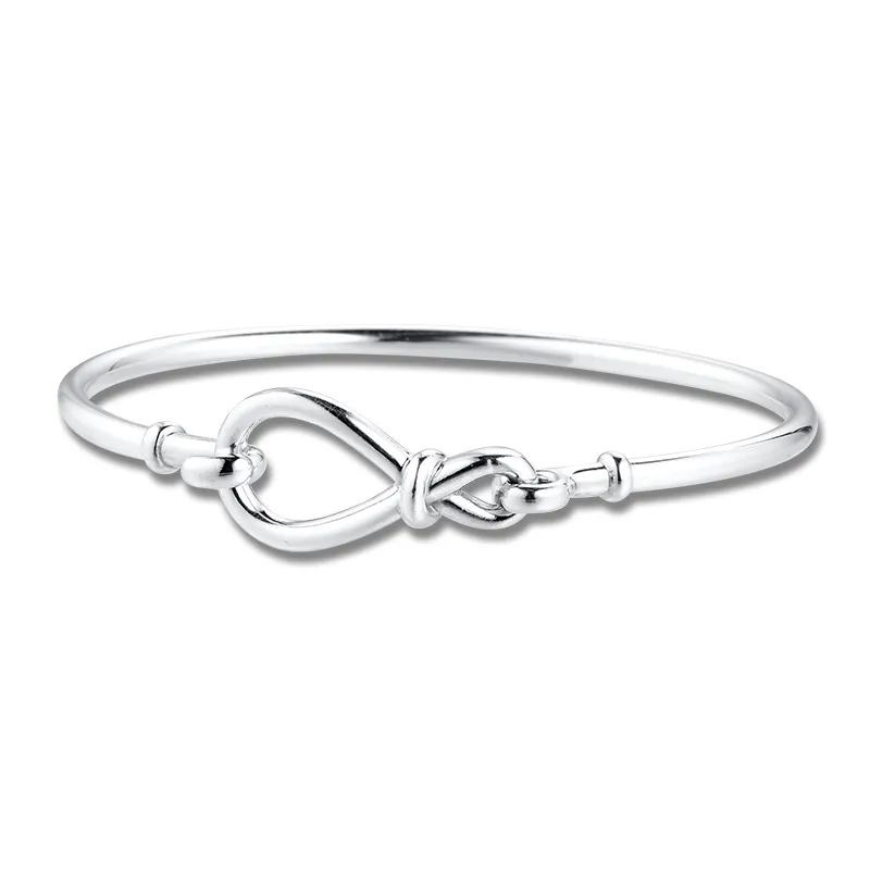 Infinity Knot Bangle 925 Sterling Silver Best Friend Women & Men Fashion Love Sign Charms Jewelry Bracelets