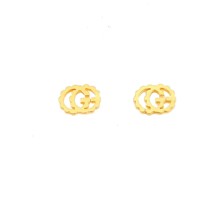 Simple Plaqué Or 18K Designers De Marque De Luxe Double Lettres Petit Goujon Clip Géométrique Femmes Célèbres Rond Titane Acier 925 Argent Boucle D'oreille De Noce Jewerlry