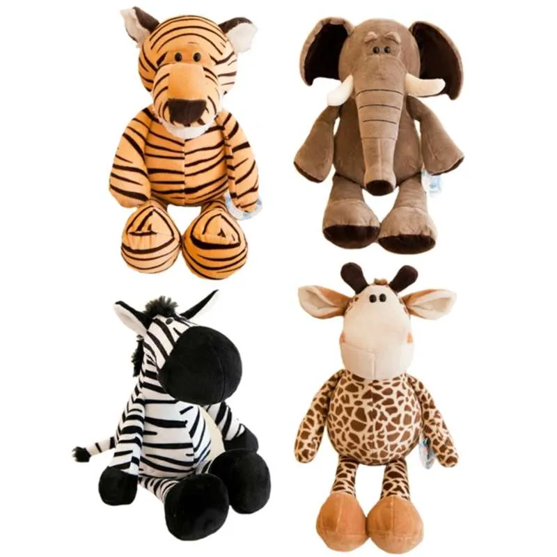 Vilda vänner fyllda leksaker djungel djur mjuk kreativ barn gåva plysch hund zebra elefant lejon räv giraff kid playmate docka 210929