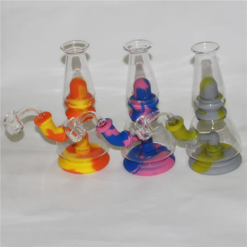 Silicone Bong Bubbler 7.5 '' Water Pipe Hookh Tobacco Szklane Bongs Dabs Rigs Silicon Dymienie Rury z miską