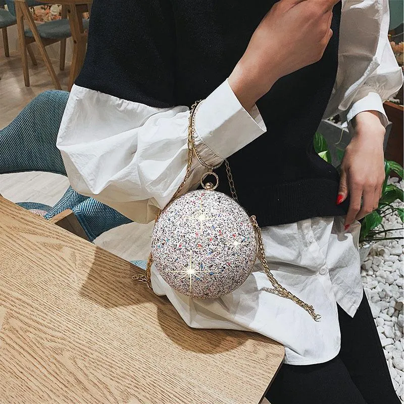 Chain Bags Woman Handbag Shoulder Bag Purse Crystal Ball Party Glitter Cross Body Female Birthday Gifts For Girls Shining Design Waist