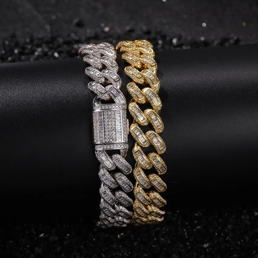 Diamond Zircon Cupan Bracelet Bracelet Jewelry Set Copper Gold Link Chains Bracelets Wristband Hip Hop Rap Fashion for Men Will Will and Sandy Drop Ship Service