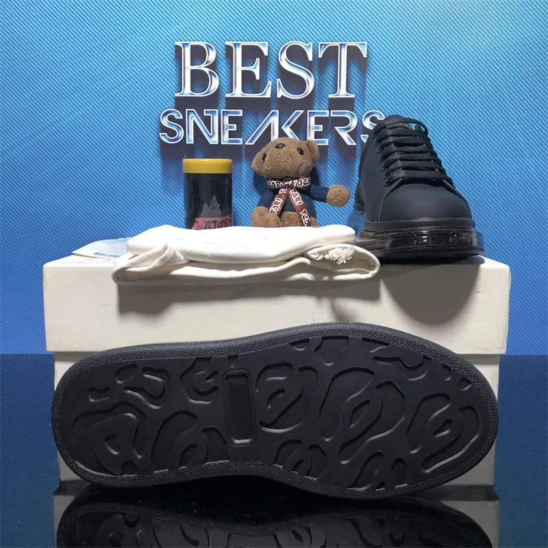 2021 Top Quality Desinger shoes Fashion Mens Women shoe Leather Lace Up Platform Oversized Sole Sneakers White Black Casual Trainers With Box