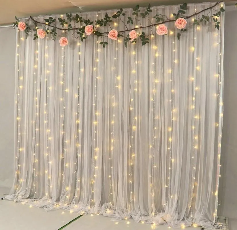 Gardin draperier 2,5x1m elfenben tulle chiffong bakgrund för brud bröllop po booth född baby shower fest dekoration