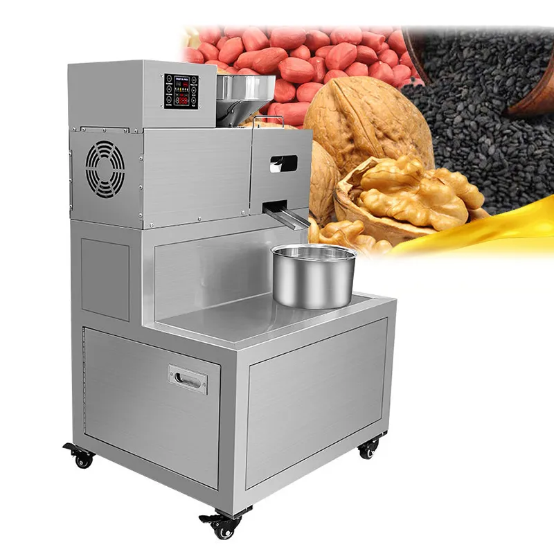 Commerciële oliepers Automatische olieprager Sesame Raapzaad Sojabonen Pinda's Olie Extractor 1600W, 13kg / H