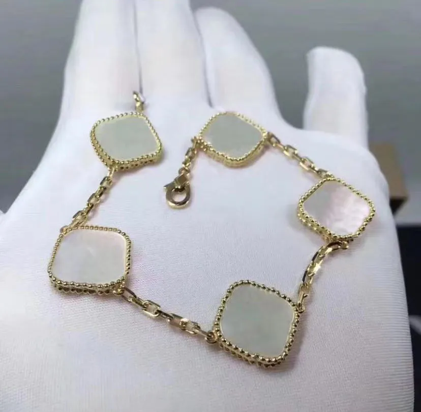 Modna złota srebrna klasyczna Clover Charm Bracelets Pullle Pulsera For Lady Design Women Party Miłośnicy ślubne Biżuteria z pudełkiem