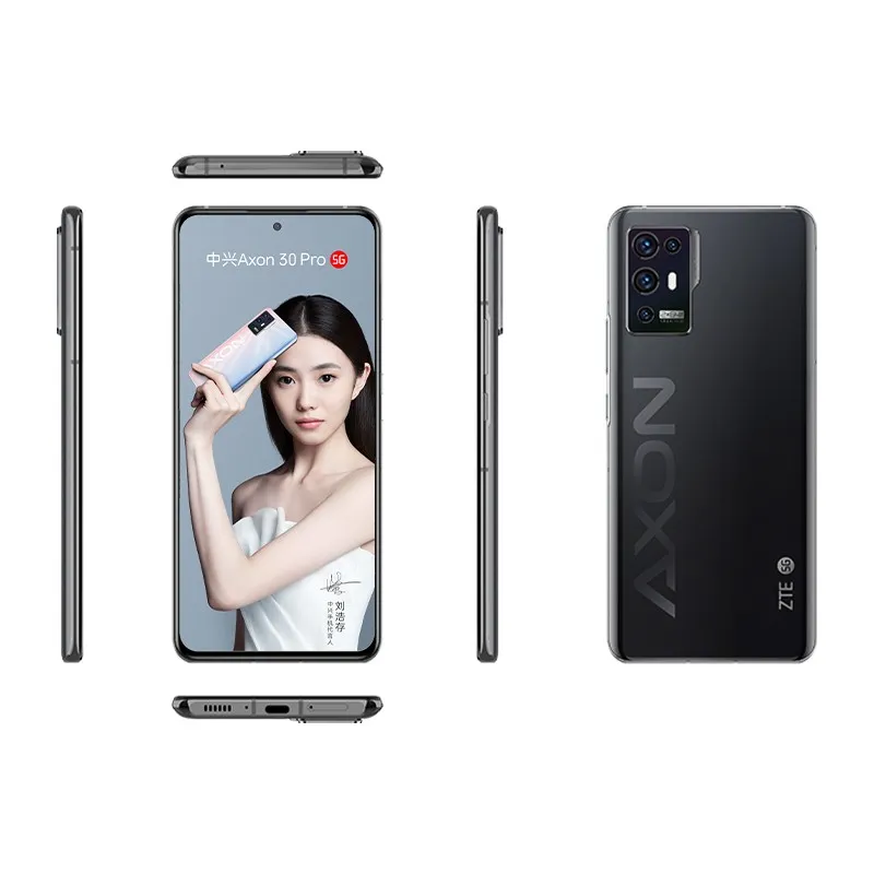 オリジナルのZTE Axon 30 Pro 5G携帯電話6GB RAM 128GB ROM Snapdragon 888 Octa Core 64MP NFC 4200mah Android 6.67 "Amoledフルスクリーン指紋IDフェイススマート携帯電話