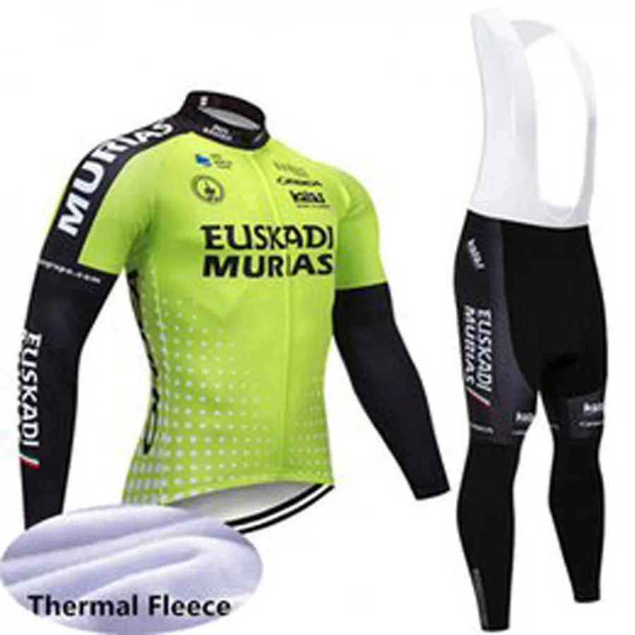 Euskadi Team Hiver Cyclisme Jersey Set Hommes Thermes Thermes Molle à manches longues Chemises Bib Pants Kits Vélo Vêtements Vêtements Vêtements Vélo Racing Vélo Sports Soin S21050614