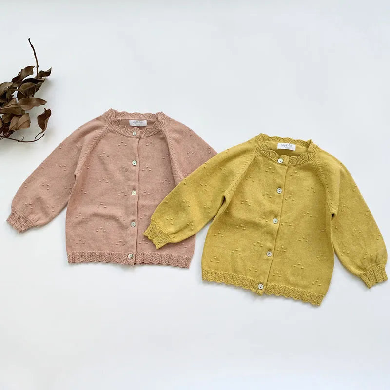Baby Girls Cardigan Coats Fashion Children Outwear Long Sleeve Kids Knit 1-7Yrs 210429