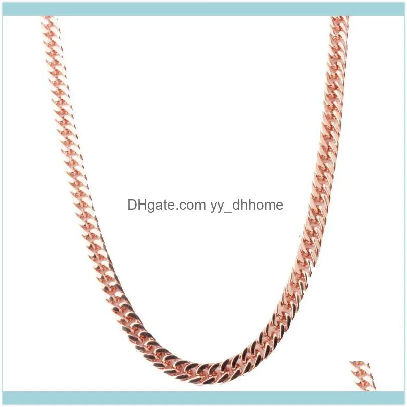 Chains Polished Men`s Womens Necklace Stainless Steel 6/8/10MM Rose Gold Cuban Curb Double Link Chain Or Bracelet 7-32``