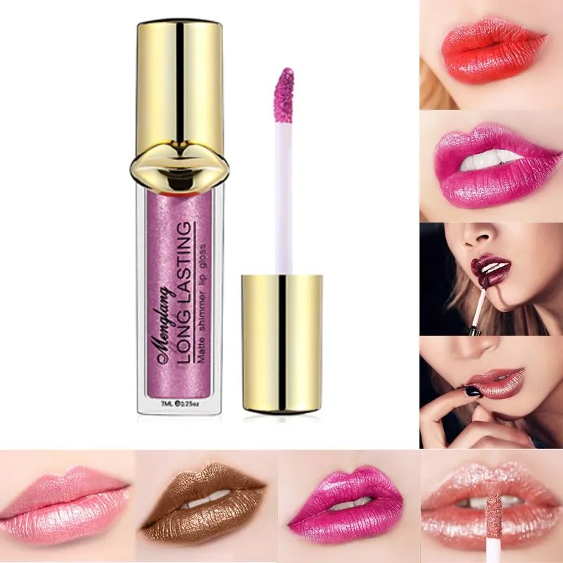 Metaal Pearlescent Lip Glazuur Vloeibare Lipstick zonder beker Lipgloss Matte