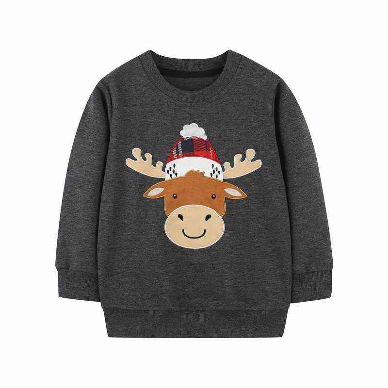Mały Maven Children Szary Sweter Z Boże Narodzenie Elk Chłopcy i Dziewczyny Jesienne Ubrania Dla Uroczych Dzieci 2 do 7 lat G1028