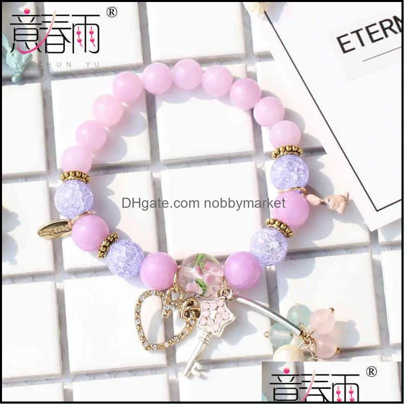 Yichun crystal natural stone mixed jewelry key creative bracelet Korean version 1760