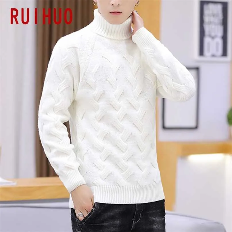 RUIHUO Pullover Dolcevita Uomo Abbigliamento Dolcevita Cappotti Collo alto Maglione lavorato a maglia Uomo coreano Abbigliamento M-2XL Autunno 211008