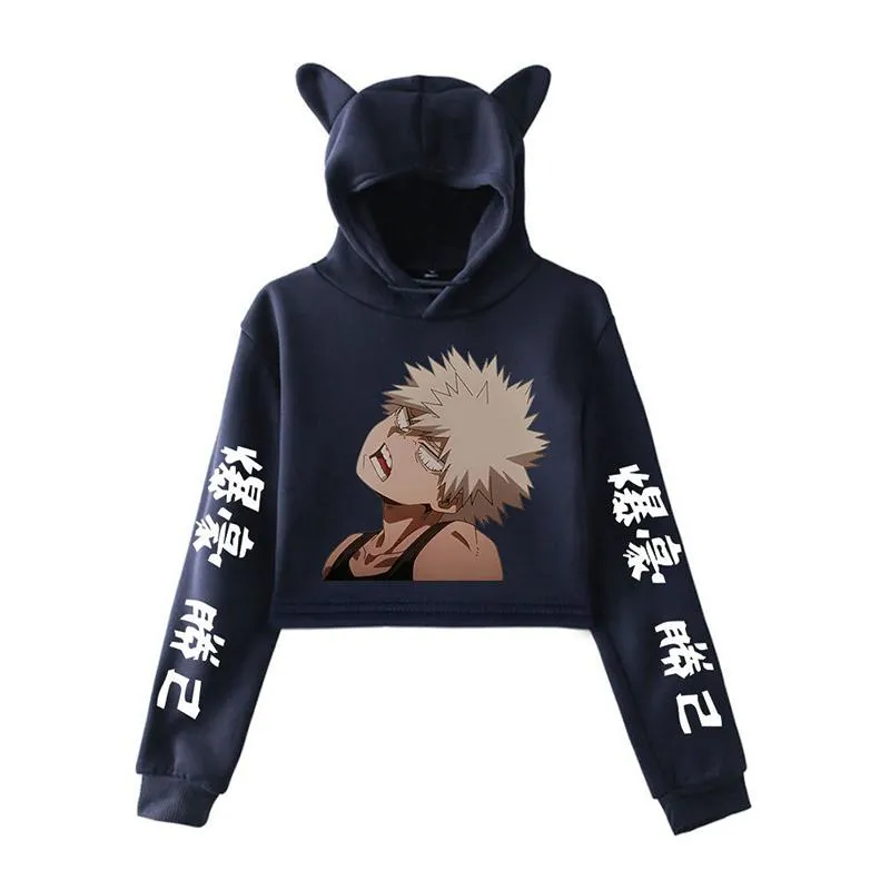 Womens Hoodies Sweatshirts Anime My Hero Academia Navel Bare