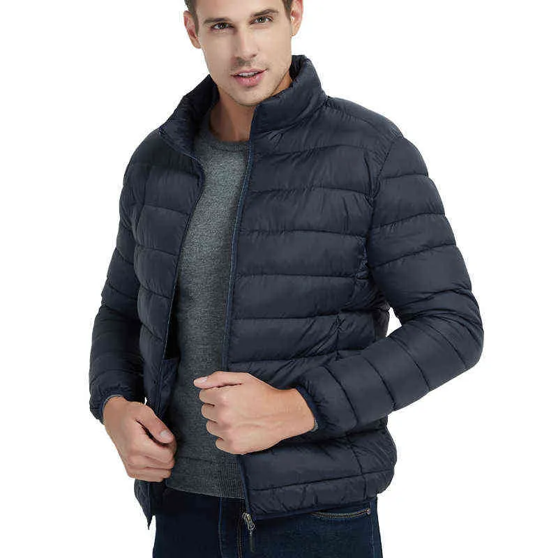 Ultra Tunn Down Jacket Man Slim Fit Stand Krage Vattentät Vindtät Ljusvikt Ned Jacket Coat för Man 2019 Man Jacka G1108