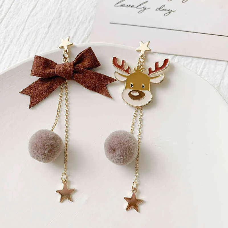 Милые рождественские лося свисающие серьги для женщин бабочка узел звездный кулон капля серьги мода рождественские украшения подарок G220312