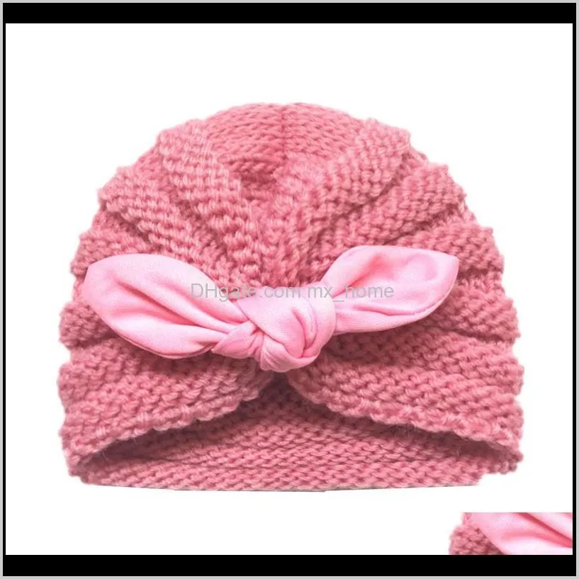 girls bow tie knitted hats 12 designs winter candy color elastic knitting boys kids hats fashion ski warm hats 04