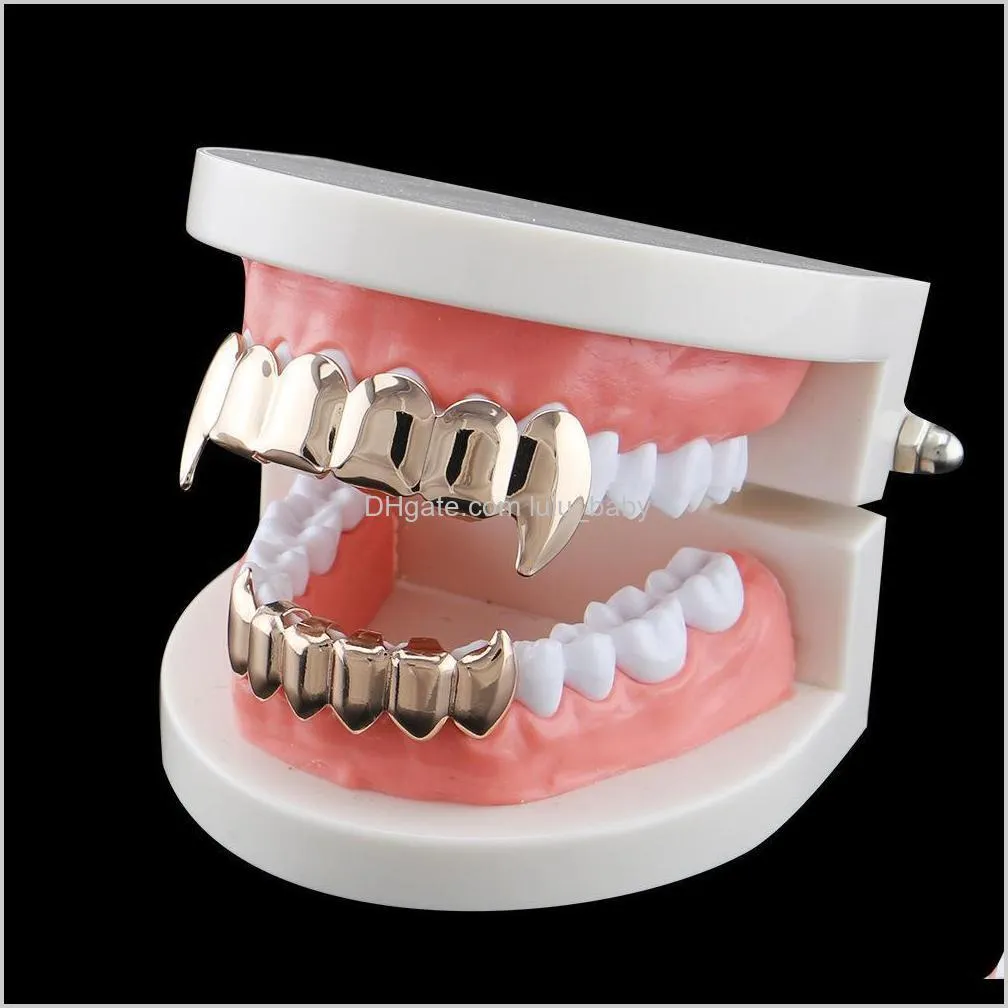 Hot style hip hop jewelry gold teeth cover smooth fangs gold teeth European and American hip hop jewelry