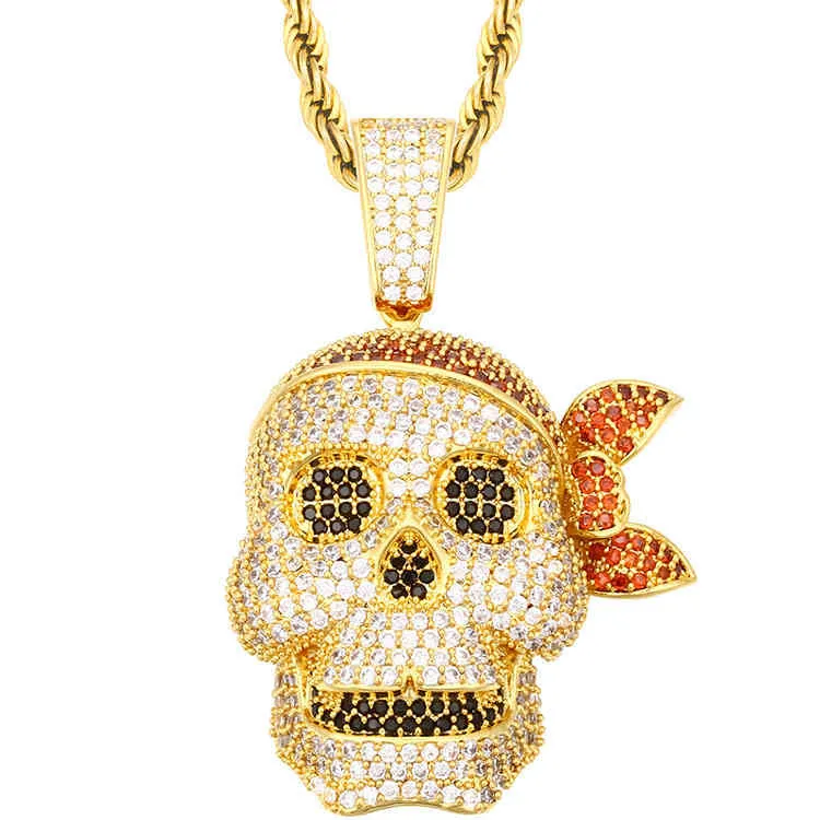 Nowa Pirat Skull Dign Gold Sier Plated Hip Hop Biżuteria Moda Mężczyzna Naszyjnik Wisiorek