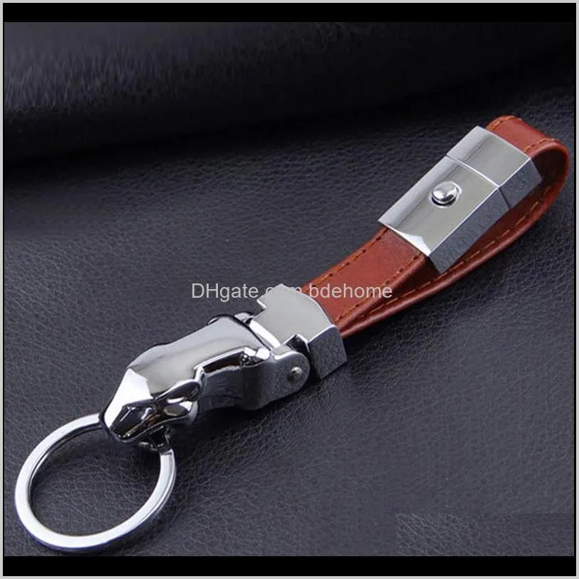 leopard head car key ring key chain keychain metal leather keyring storage ring car pendant silver switch buckle men decorations