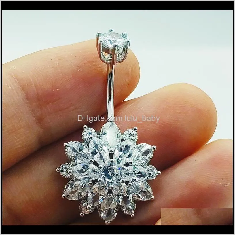 925 sterling silver sunflower belly ring fashion navel piercing jewelry for women