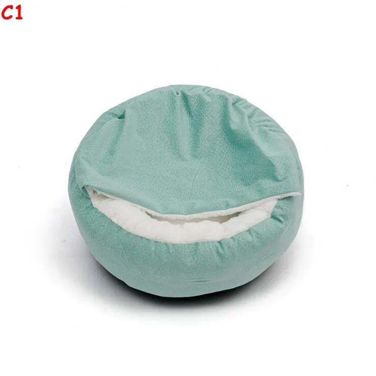 Cave Ultrasoft Plush Cat Bed with Hood Round Burrowing Comfortable Self Warming Cozy Sleeping Cat Bed with Waterproof and Antislip Bottom for Kitten Puppy Small Pets