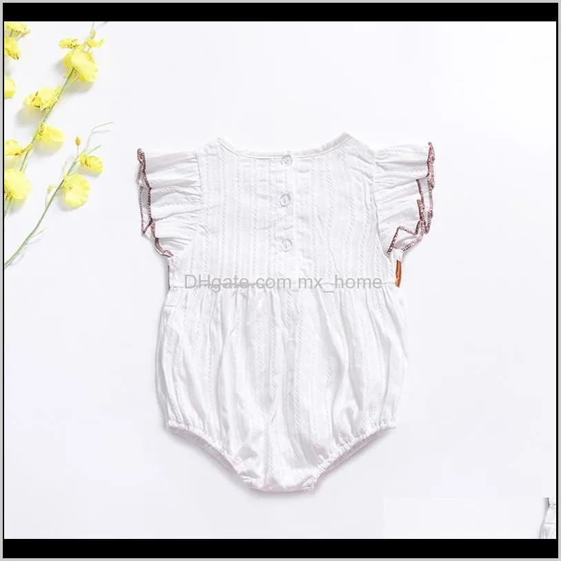 baby girls solid rompers long sleeve cotton back button bow tie lace jumpsuit single breasted kids onesies girls outfits 0-3t