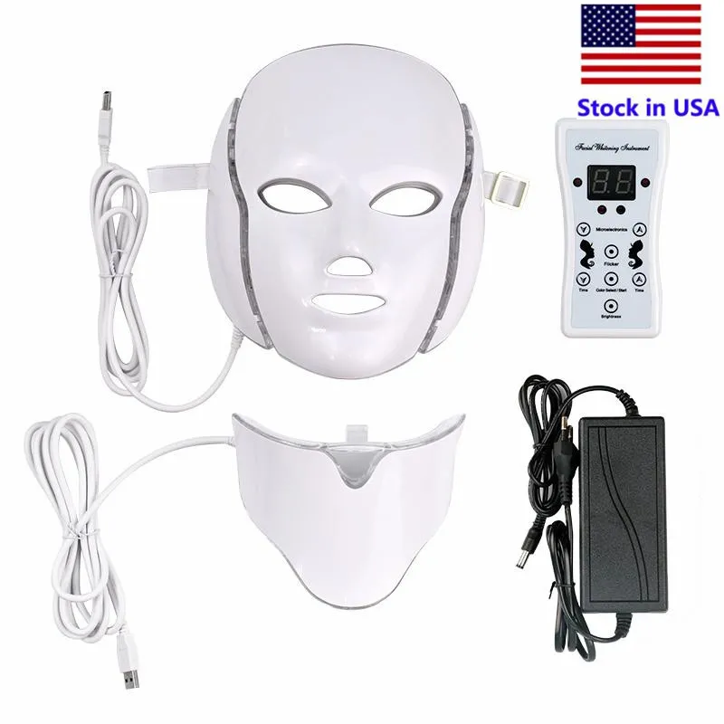 7 Color LED light Therapy face Beauty Machine Neck Mask With Microcurrent for skin whitening