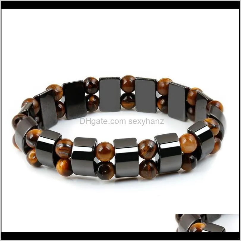 double row tiger eye hematite bracelets for man handmade bracelet beads natural stone beaded femme jewelry beaded, strands