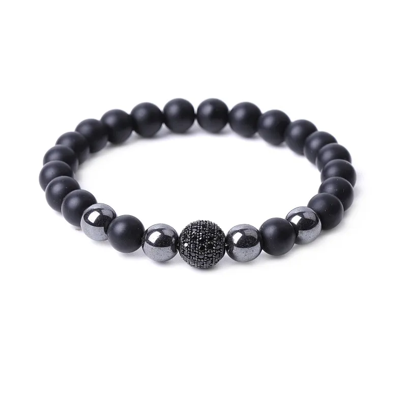 5 Sets/lot CZ Paved Spacer Black Matte Stone Bracelets | Bracelets | Charms Beads Beyond