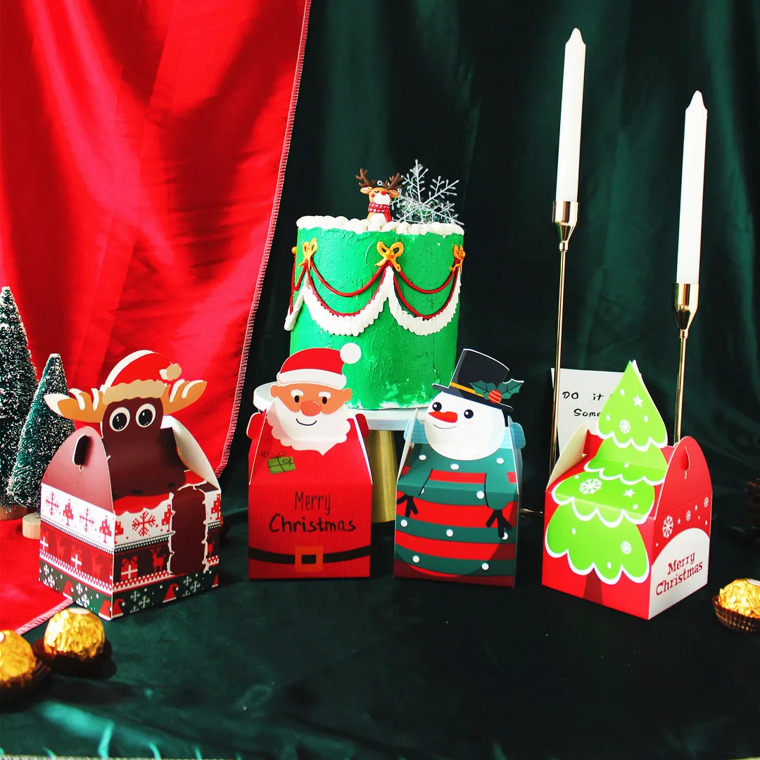 Christmas Paper Dzieci Candy Box Torba Wrap Tree Santa Claus Elk Snowman Nowy Rok Dekoracji Worki Prezentowe Pakowanie