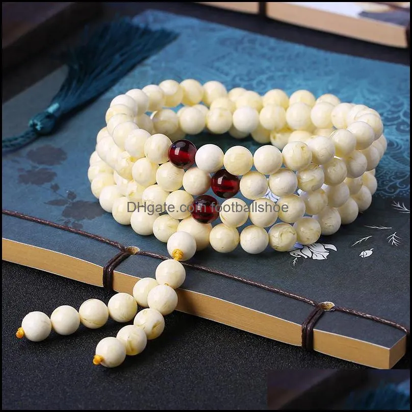 Frisado, jóias 108 Beeswax MTI-Circle Braceletes Manteiga de Frango Amarelo Amber Branco Mel Beads Para Homens e Mulheres Strands Gota entrega 2021