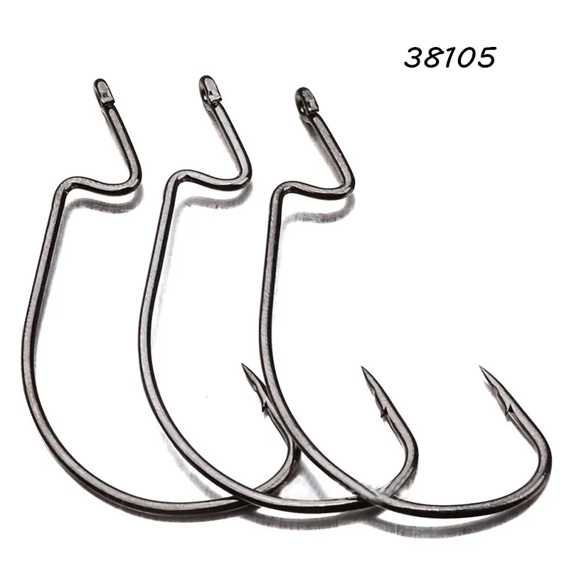 200pcs/lot 1/0#-5/0# 38105 Worm Hook High Carbon Steel Barbed Fishing Hooks Pesca Tackle Accessories WA_522