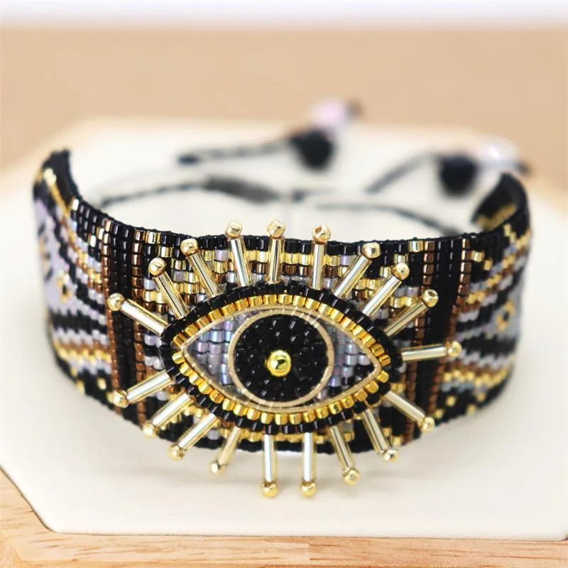 Boho Turkish Blue Evil Eye Crystal Beads Bracelet Couples Women