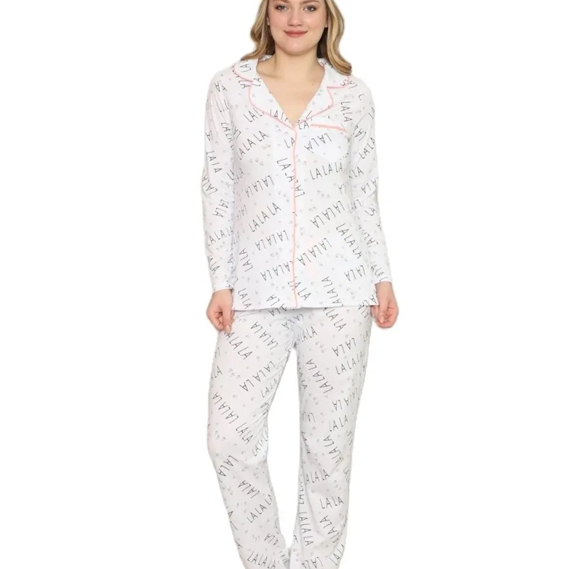 Для хлопчатобумажных слонов напечатанный лаундж берубы женщины домашняя одежда с длинным рукавом пижамы осенний пижамный набор 210330