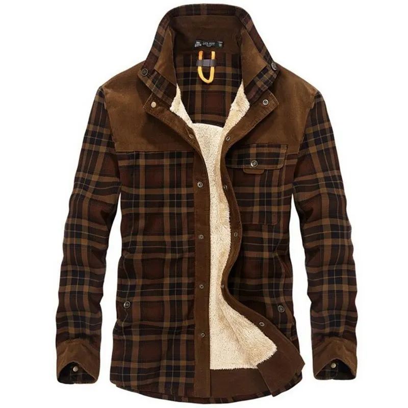 Merkoverhemd Mannen Winter Dikke Warm Shirts Wol Fleece Plaid Casual Lange Mouwen Shirt Mannelijke Militaire Flanel Hoge Kwaliteit Kleding 210518