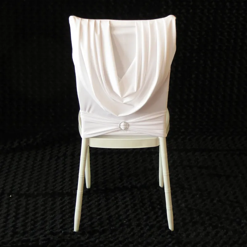 Couverture arrière de chaise Chiavari en Spandex blanc, 10 pièces, avec cantonnière et bande de diamant, pour décor de fête prénuptiale et de mariage