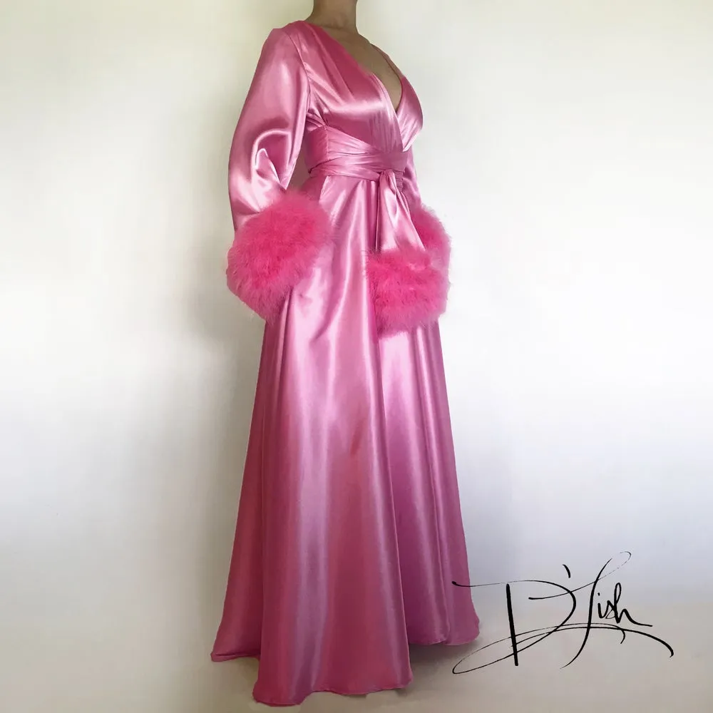 Pink Feather Bridal Prom Dress Bathrobe Sleepwear Nightgown Party Bathrobes Pyjams Robe Bride Bath Robes Women Pajamas