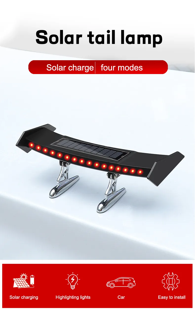 Universal Solar Car Rear Spoiler Light 12V Flashing... From Sportop ...