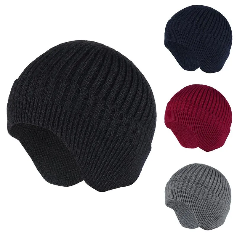Зимняя наушная кепка мужская вязаная велосипедная шляпа Женская корейская теплые шапочки ветропроницаемые ушные шляпы.