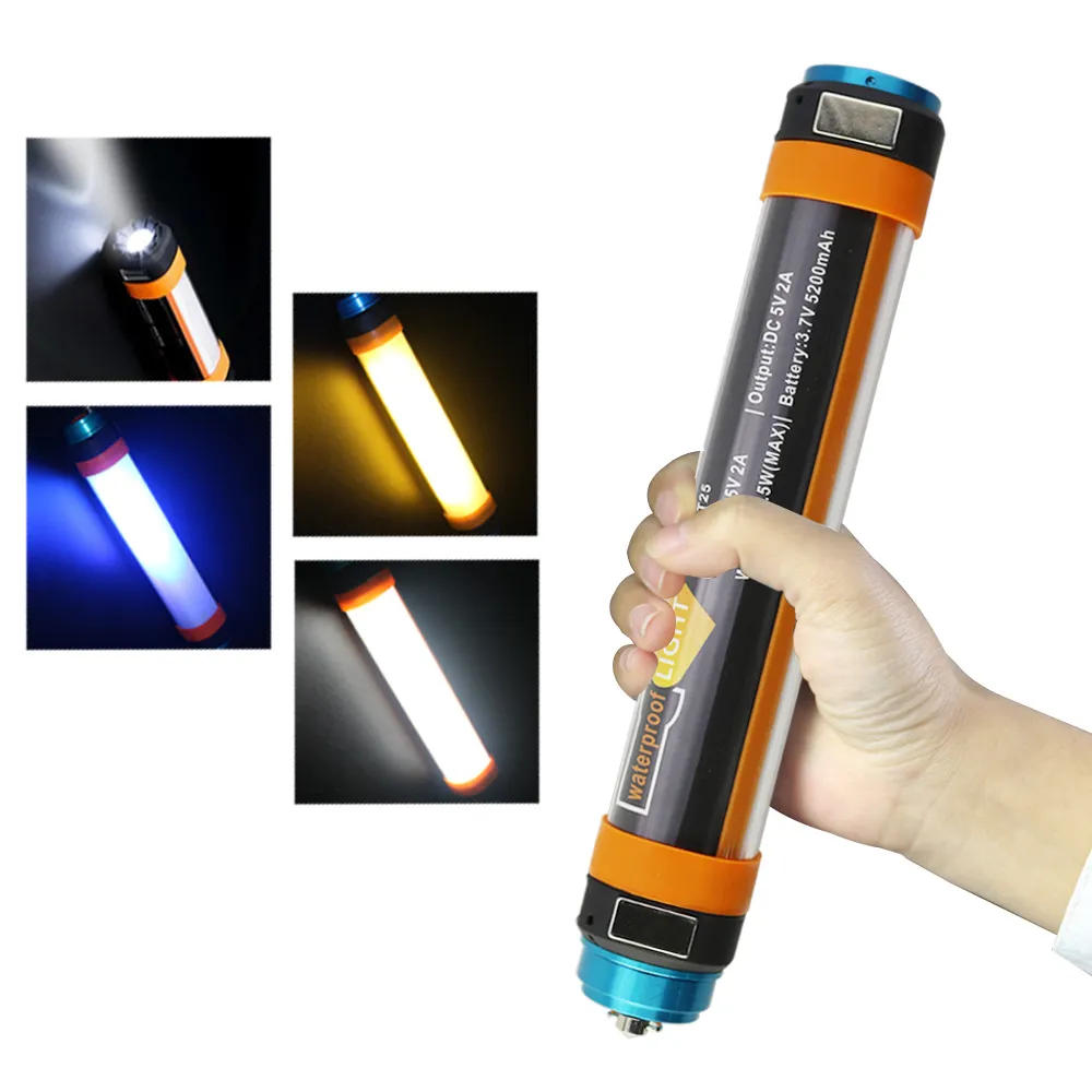 waterproof T25 Outdoor Lighting rechargeable Portable Tube Emergency Light with SOS power bank and Torch