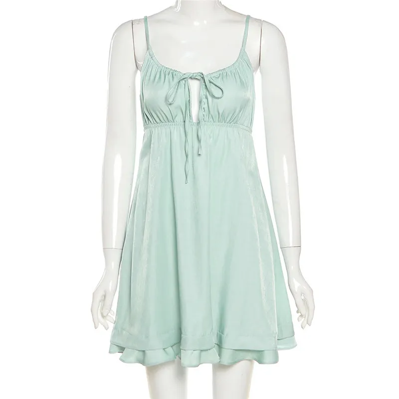 Mint Green Lace Mini Dress with Spaghetti Strap and Square Collar for Women  Summer Casual Above Knee Sundress from Dhgate Basic & Casual Dresses -  price 37.82
