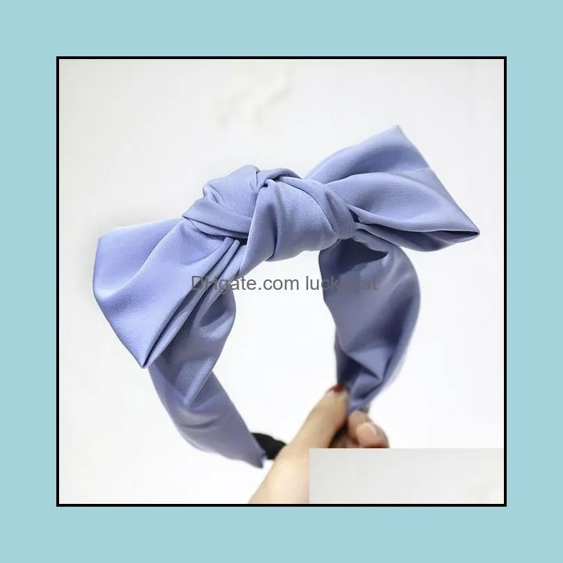 Women Top Knot Headband Wide Hair Bands Girls Headdress Cute Bow Hair Hoop Solid Color Cloth Hairband Female Hair Accessories