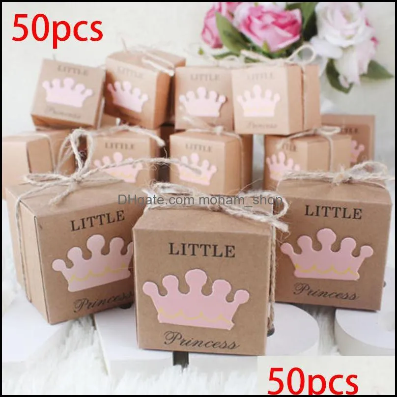 Gift Wrap 50pcs Baby Birthday Sweet Candy Box Baptism Party Christening Decor 5.3cm*5.3cm*5.3cm/2in*2in*2in