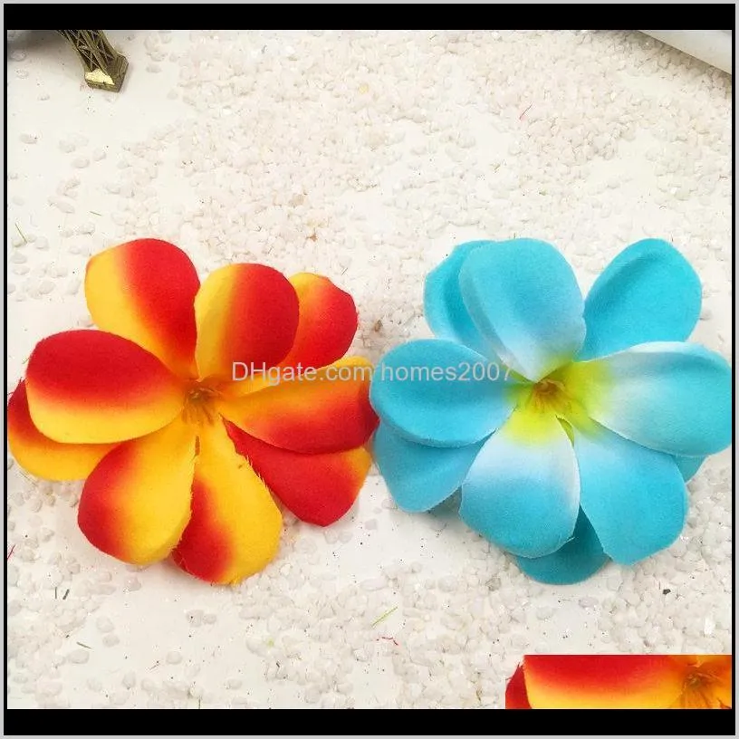 hindjef 10 pcs / 7.5 cm faux xin hawaii frangipani flower heads wedding decoration diy wreath collage simulation flowers